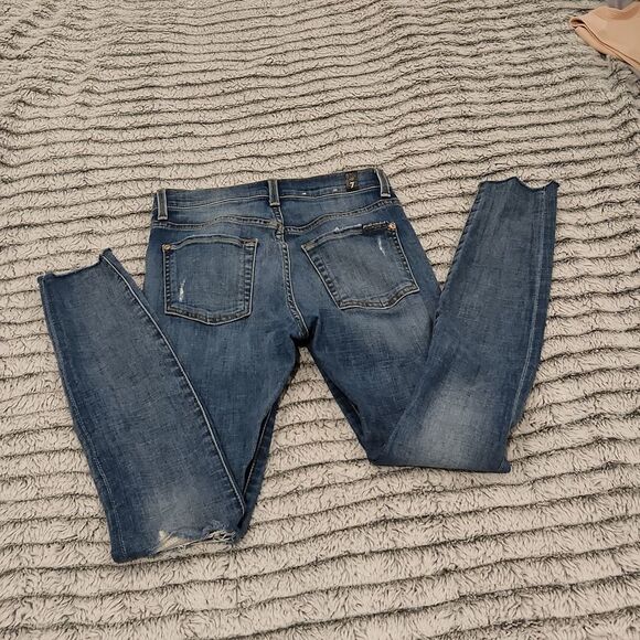 7 for all mankind high waist ankle gwenevere skinny distressed jeans size 24 - Picture 8 of 11